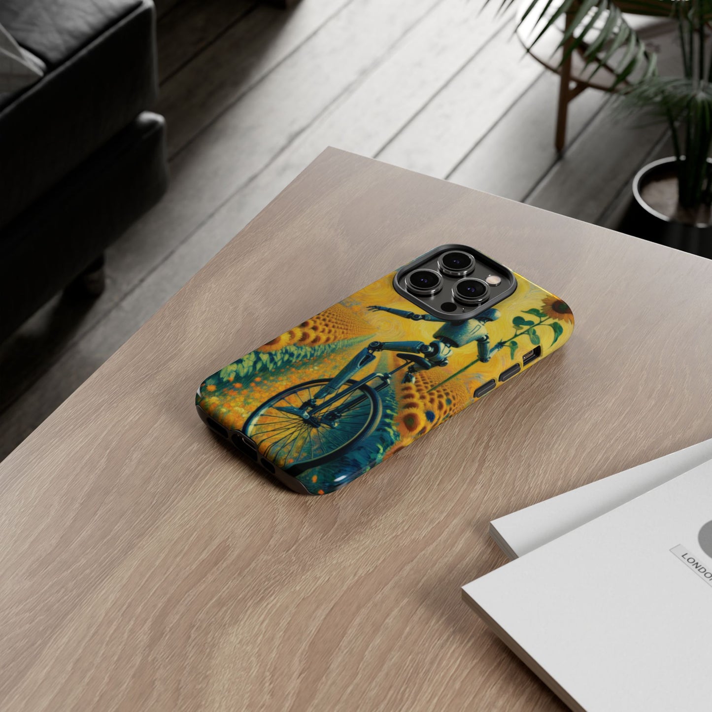 Robot Unicycle Sunflower Fields Ultra-Tough Phone Case