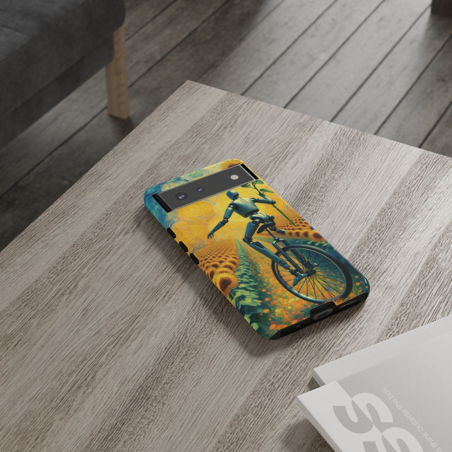 Robot Unicycle Sunflower Fields Ultra-Tough Phone Case