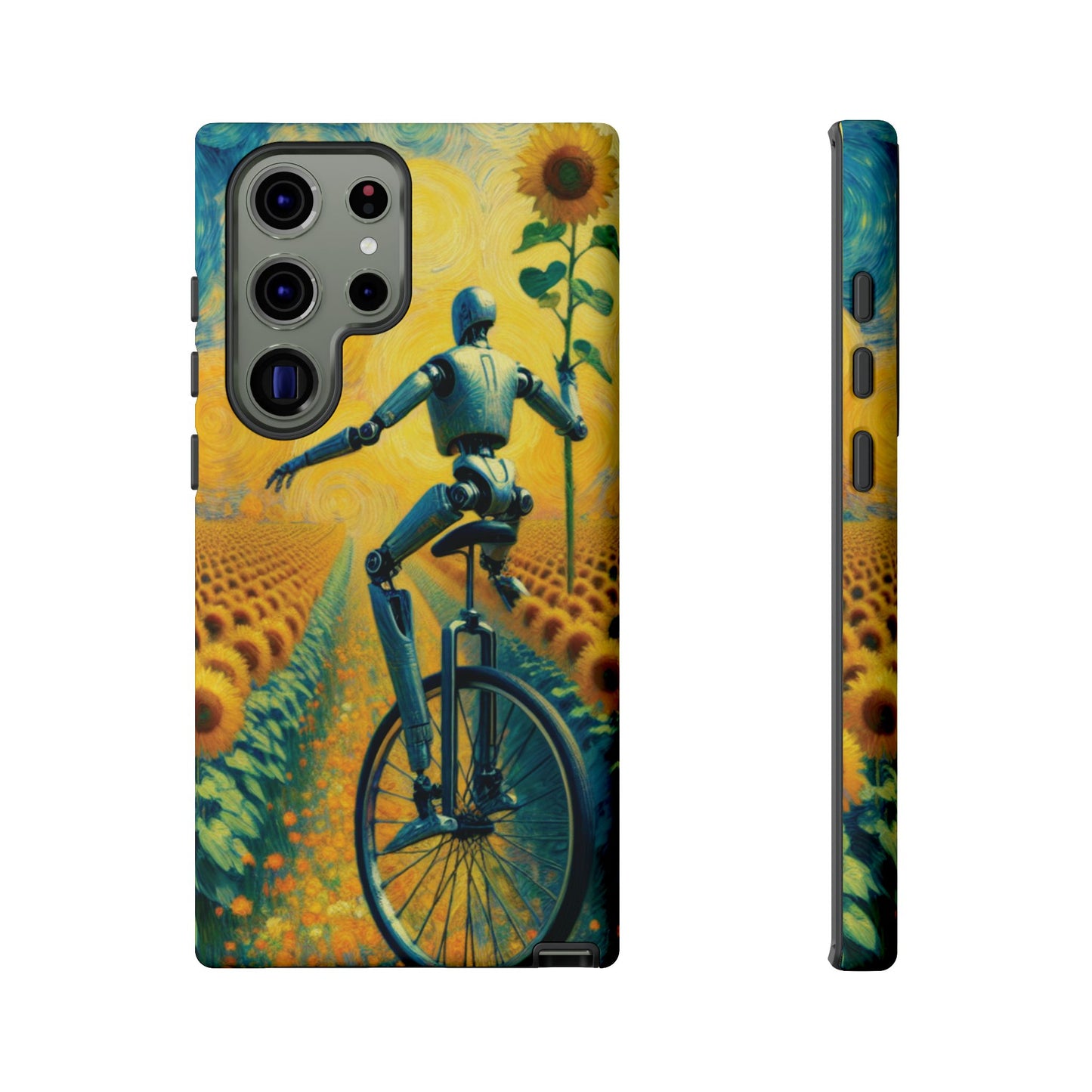 Robot Unicycle Sunflower Fields Ultra-Tough Phone Case