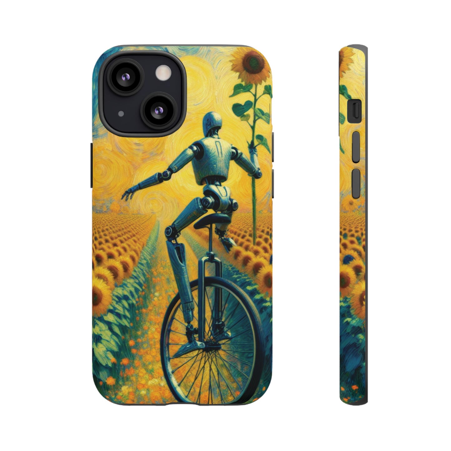 Robot Unicycle Sunflower Fields Ultra-Tough Phone Case