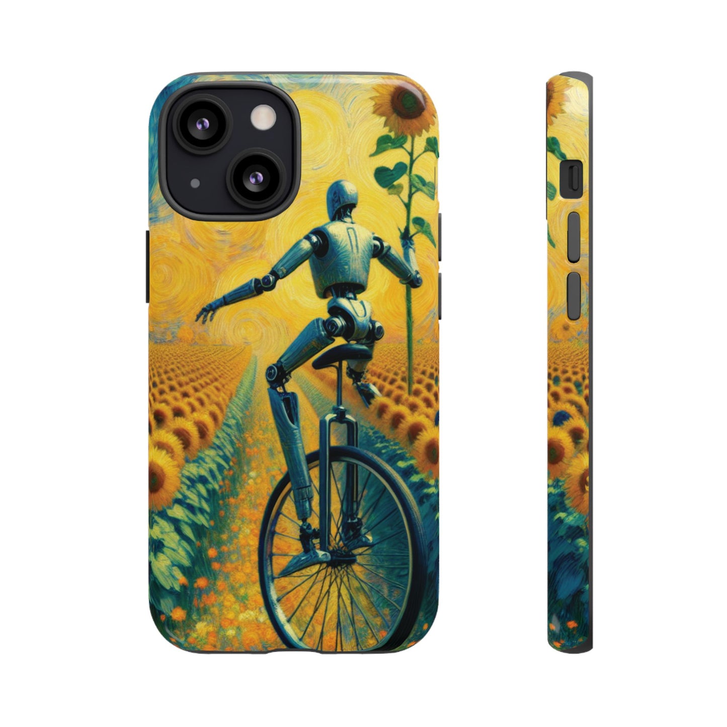 Robot Unicycle Sunflower Fields Ultra-Tough Phone Case