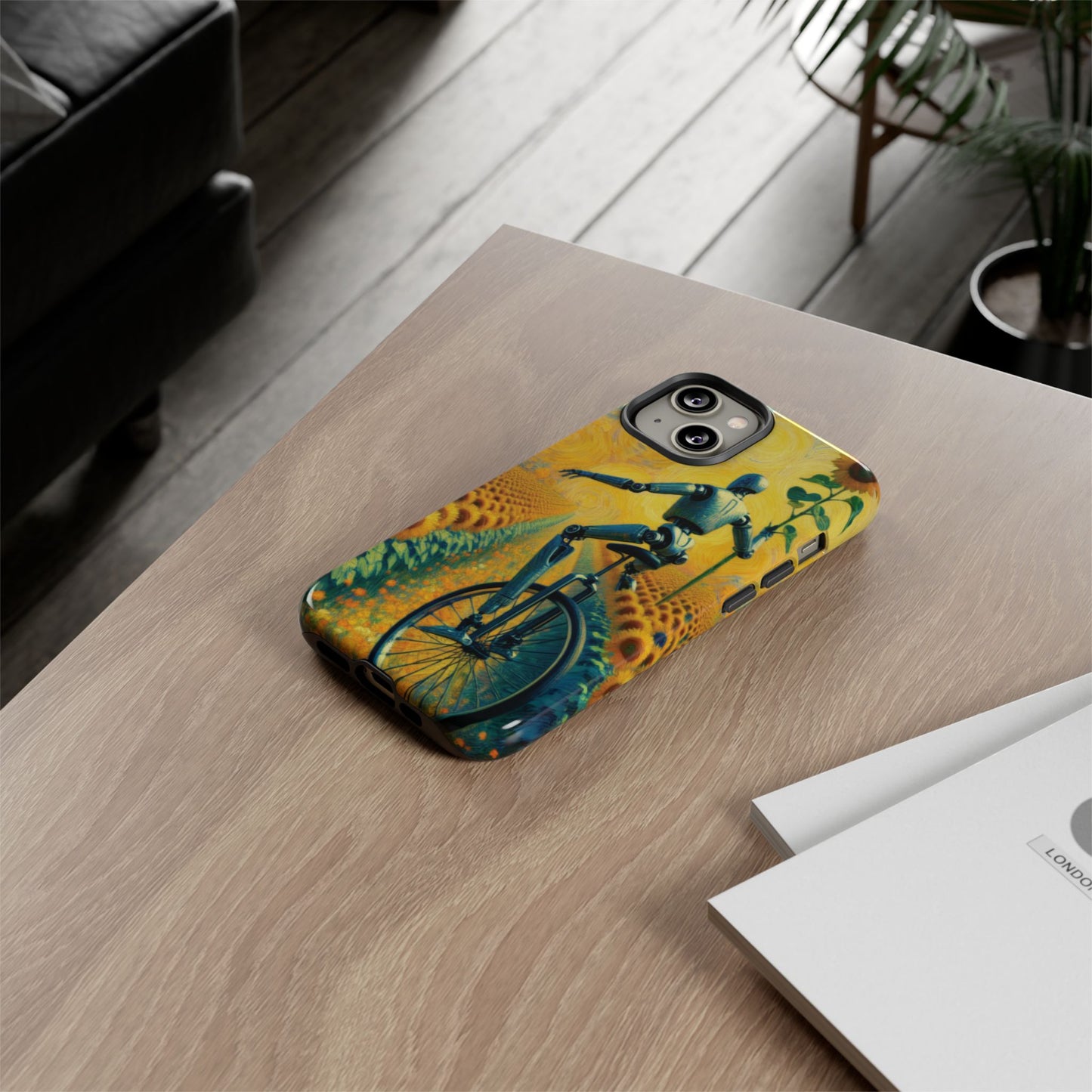 Robot Unicycle Sunflower Fields Ultra-Tough Phone Case