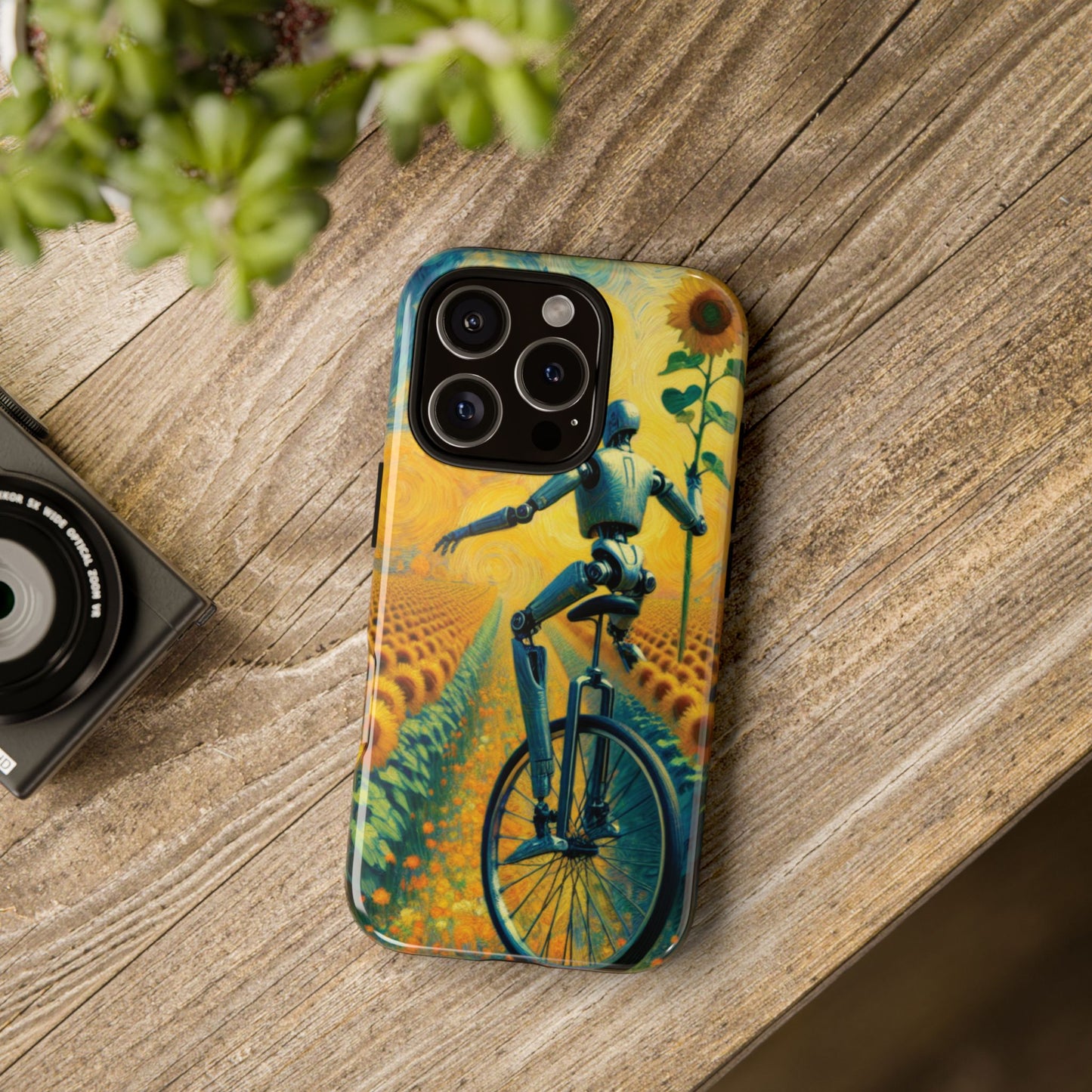 Robot Unicycle Sunflower Fields Ultra-Tough Phone Case