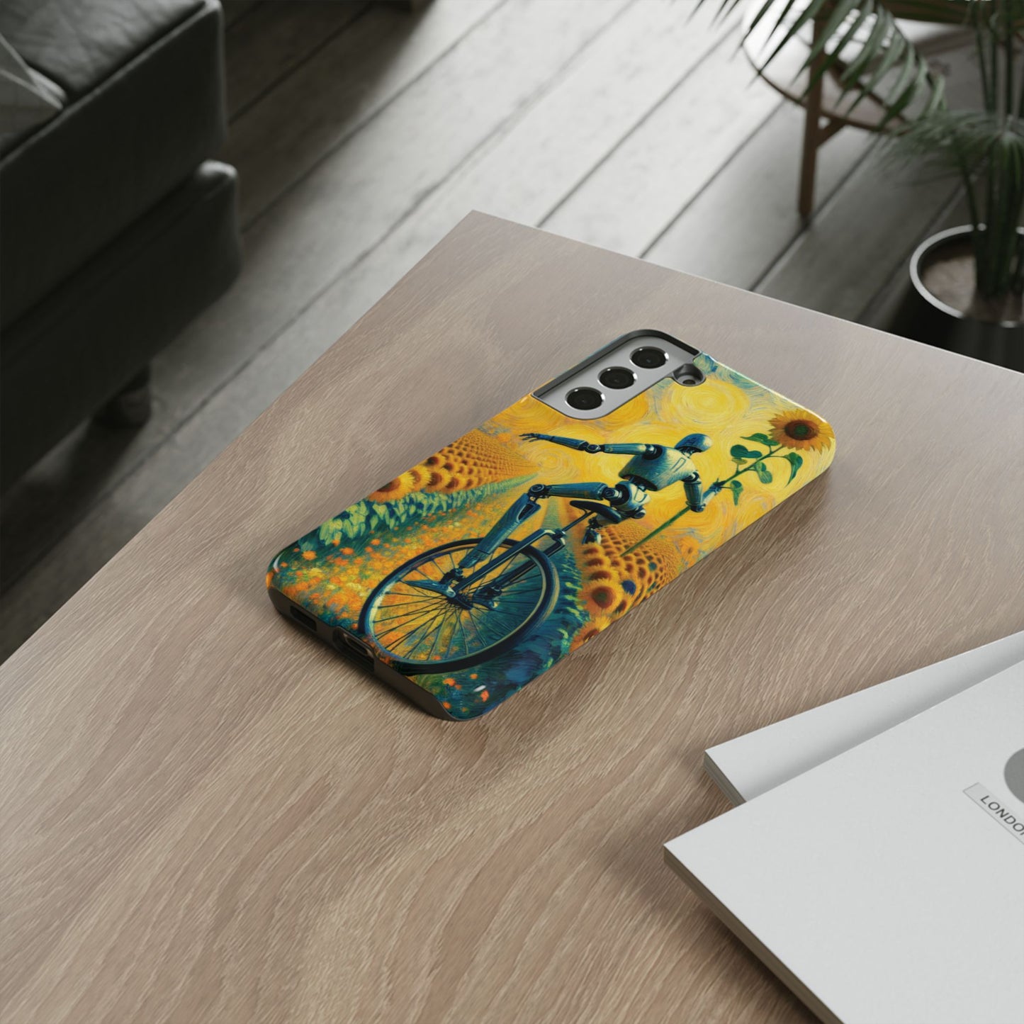 Robot Unicycle Sunflower Fields Ultra-Tough Phone Case