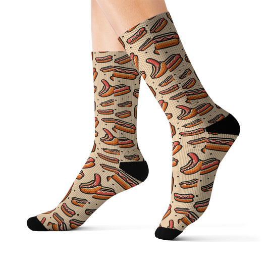 Quirky Hot Dog Print Socks