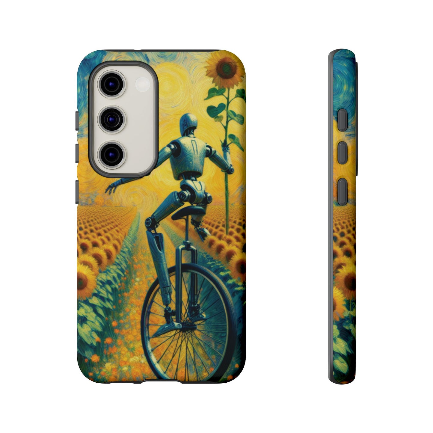 Robot Unicycle Sunflower Fields Ultra-Tough Phone Case