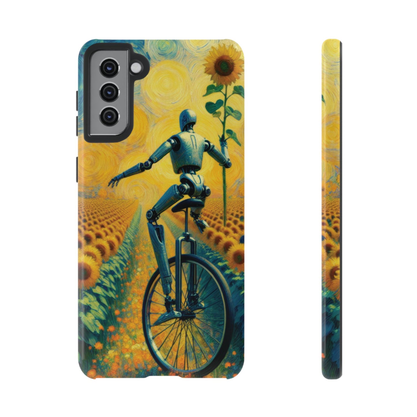 Robot Unicycle Sunflower Fields Ultra-Tough Phone Case