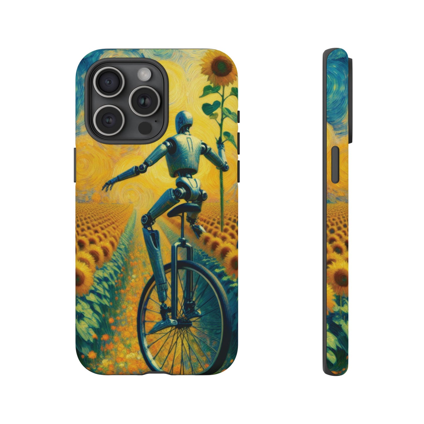 Robot Unicycle Sunflower Fields Ultra-Tough Phone Case