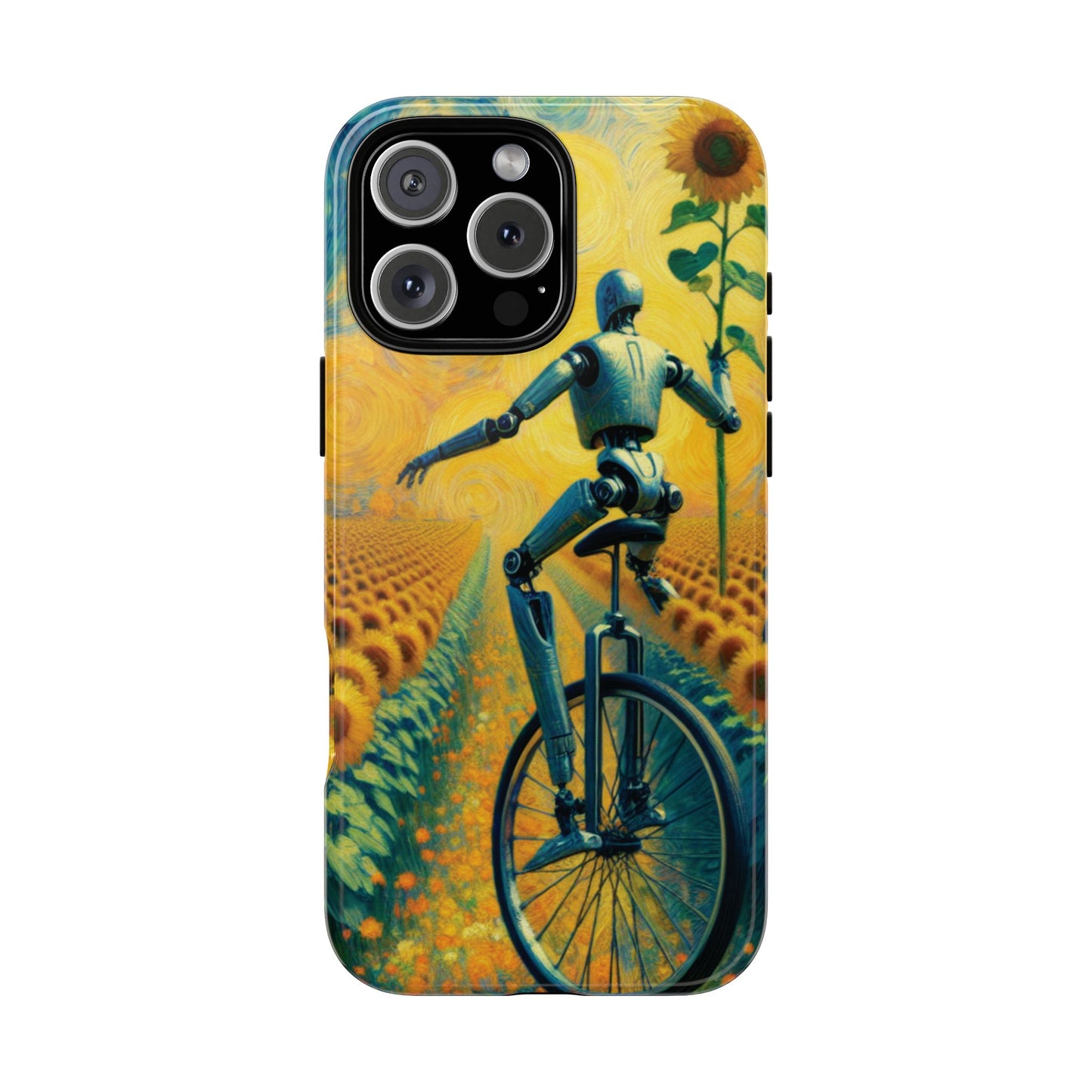 Robot Unicycle Sunflower Fields Ultra-Tough Phone Case