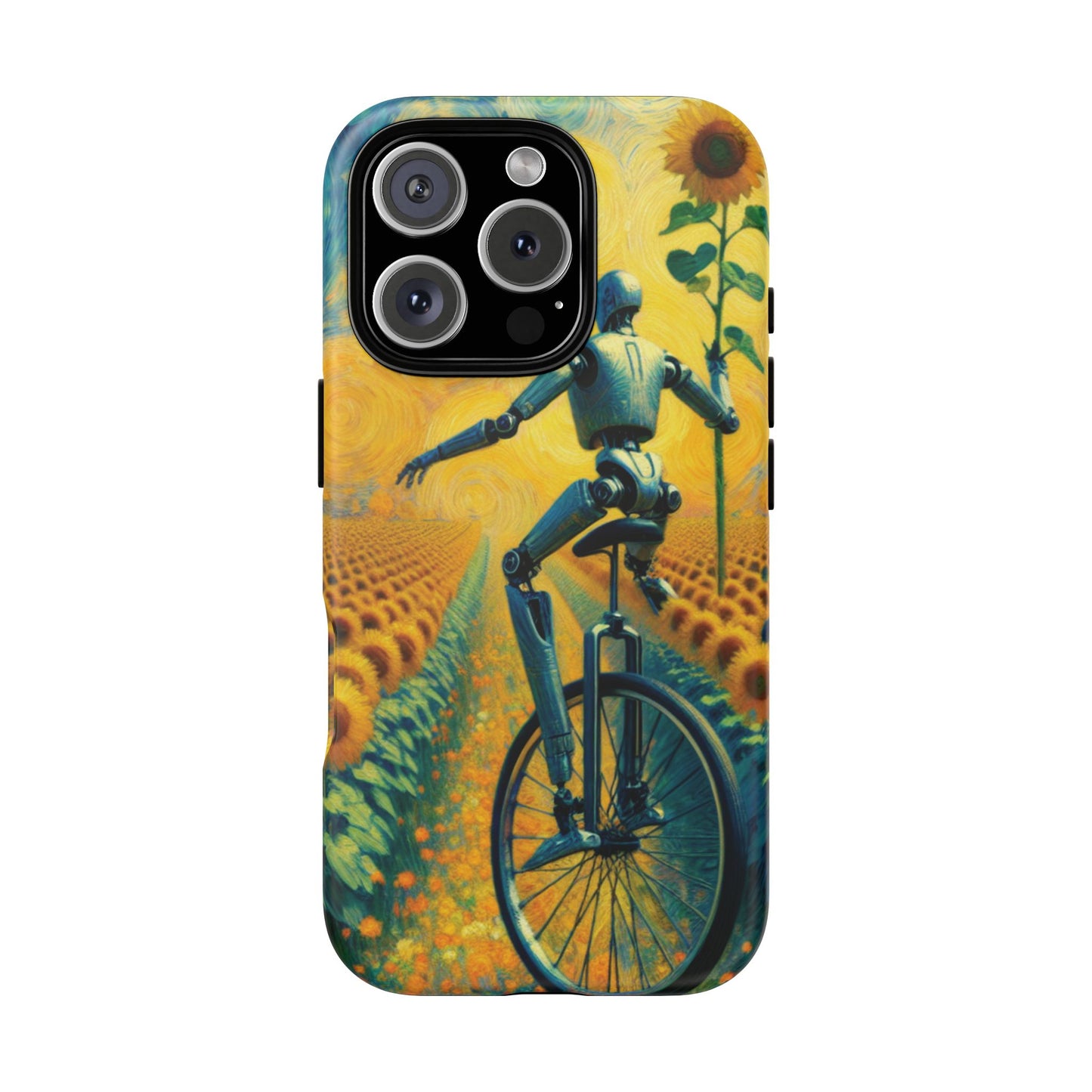 Robot Unicycle Sunflower Fields Ultra-Tough Phone Case