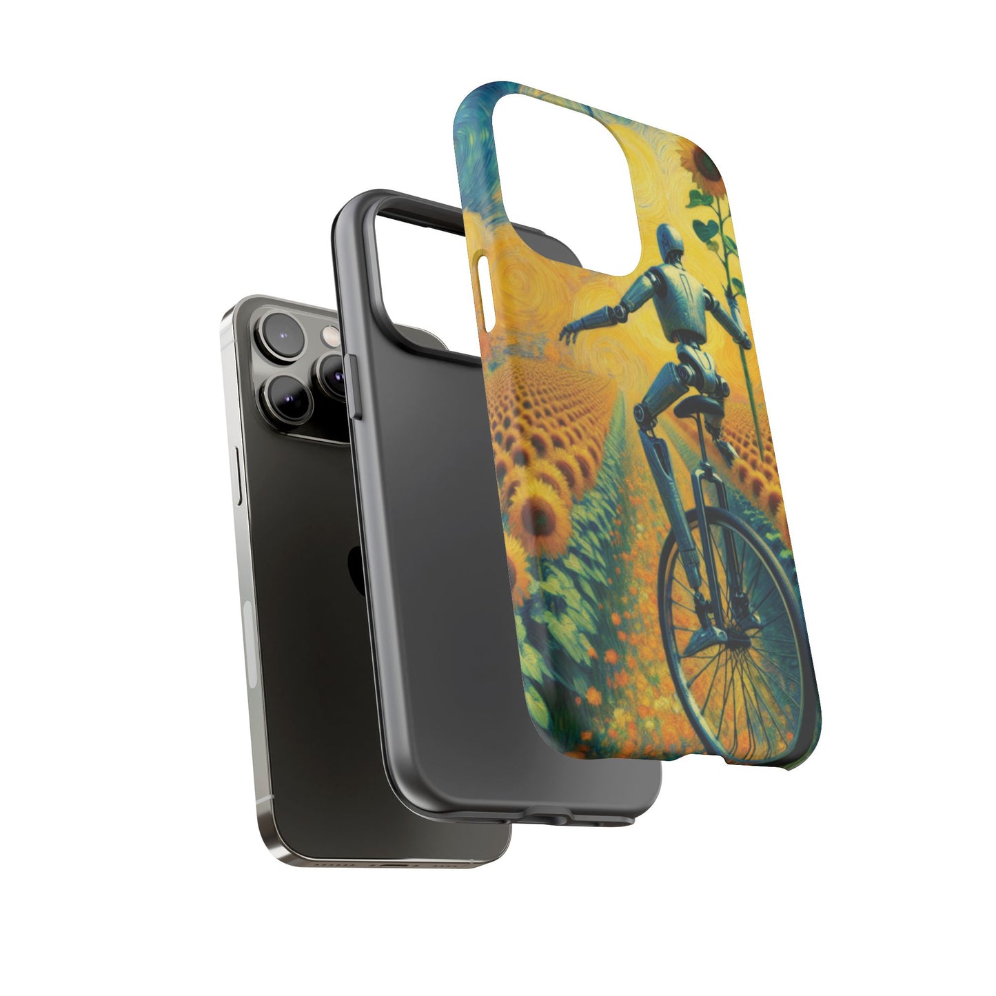 Robot Unicycle Sunflower Fields Ultra-Tough Phone Case