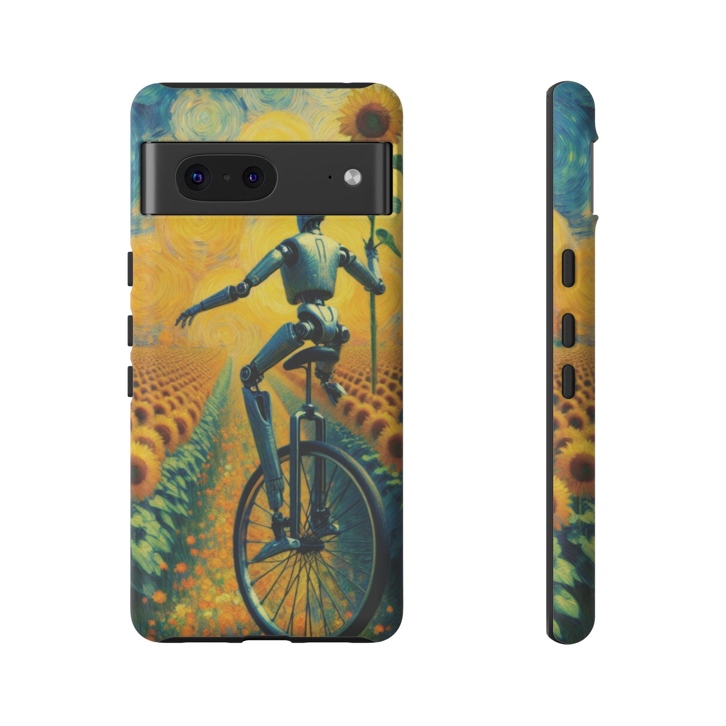 Robot Unicycle Sunflower Fields Ultra-Tough Phone Case