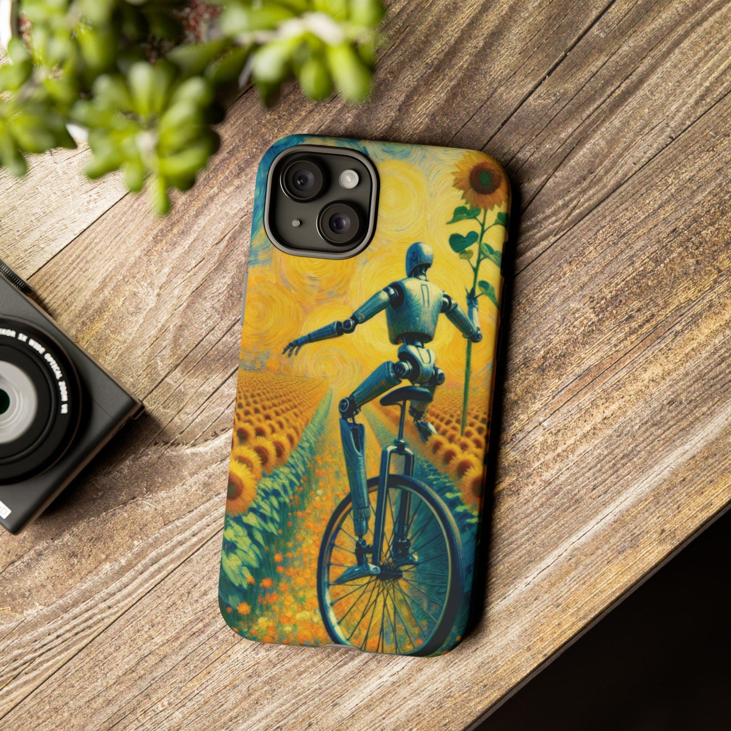 Robot Unicycle Sunflower Fields Ultra-Tough Phone Case