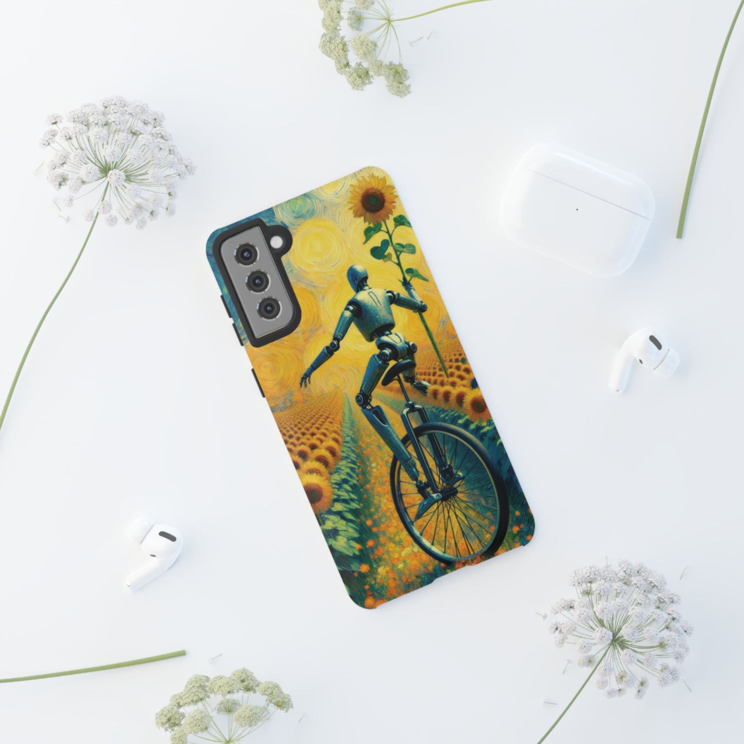 Robot Unicycle Sunflower Fields Ultra-Tough Phone Case