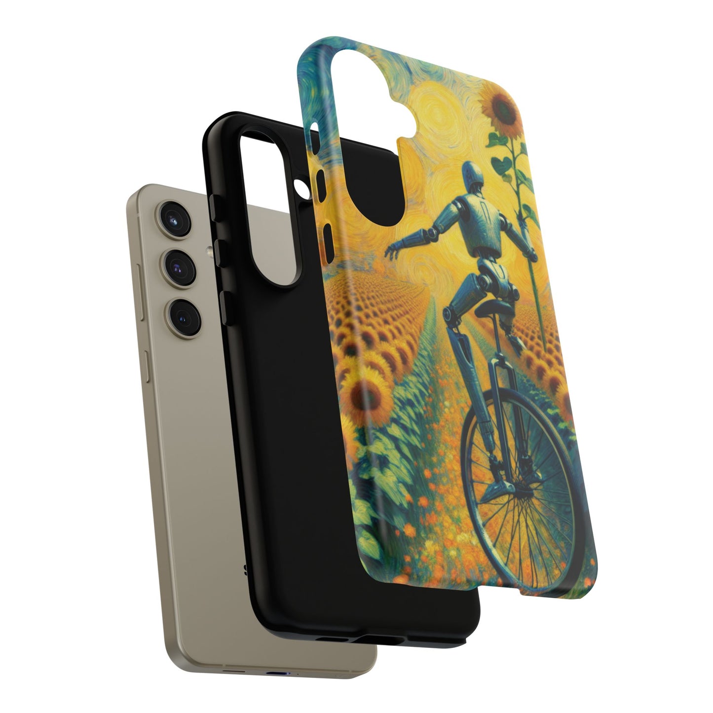 Robot Unicycle Sunflower Fields Ultra-Tough Phone Case