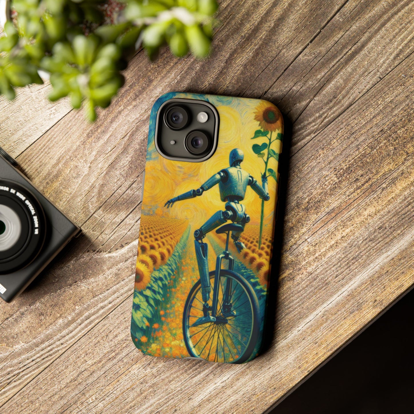 Robot Unicycle Sunflower Fields Ultra-Tough Phone Case