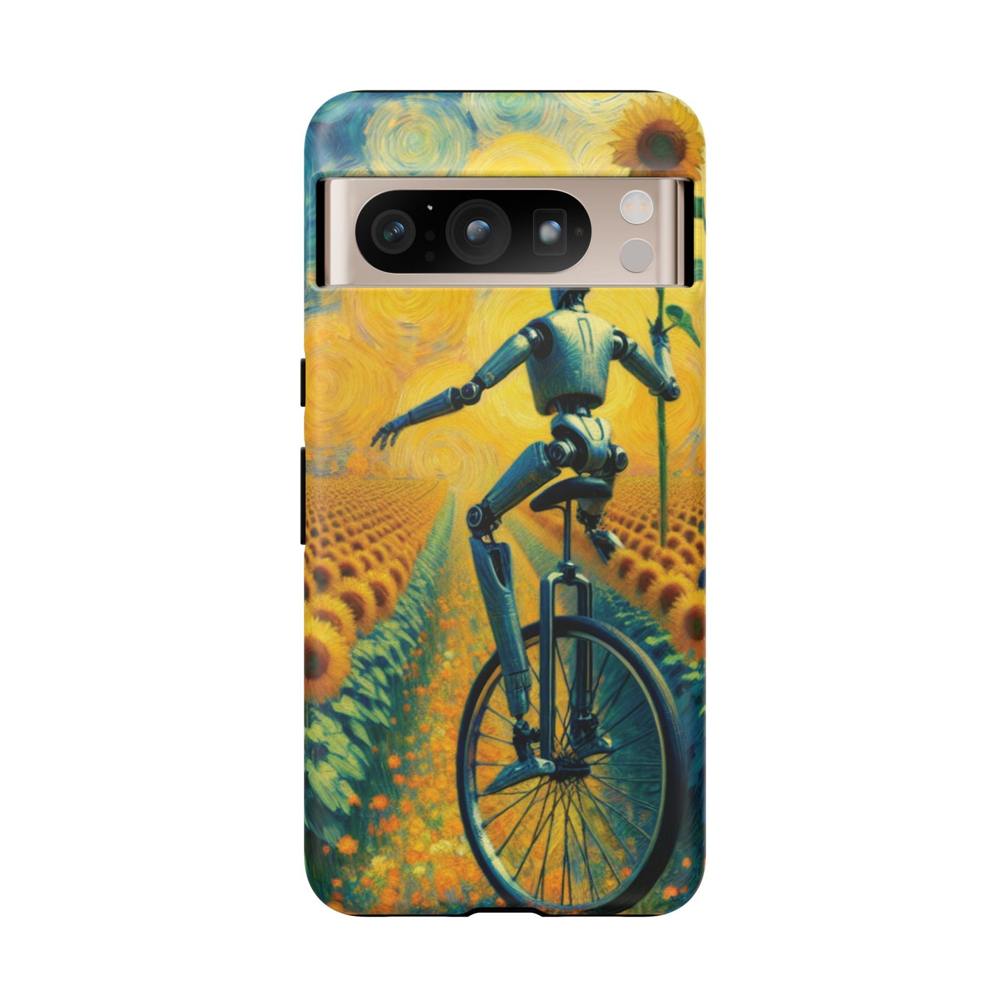 Robot Unicycle Sunflower Fields Ultra-Tough Phone Case