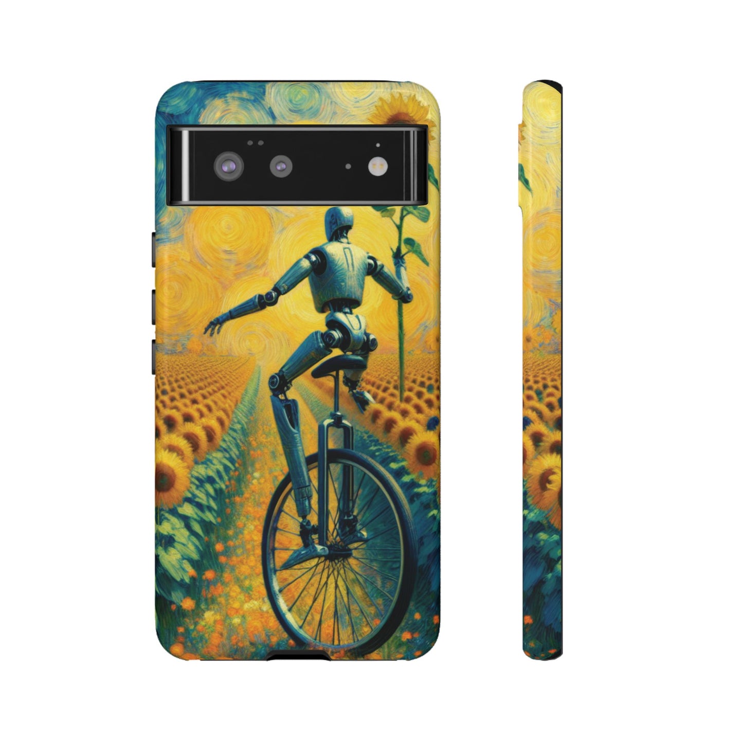 Robot Unicycle Sunflower Fields Ultra-Tough Phone Case