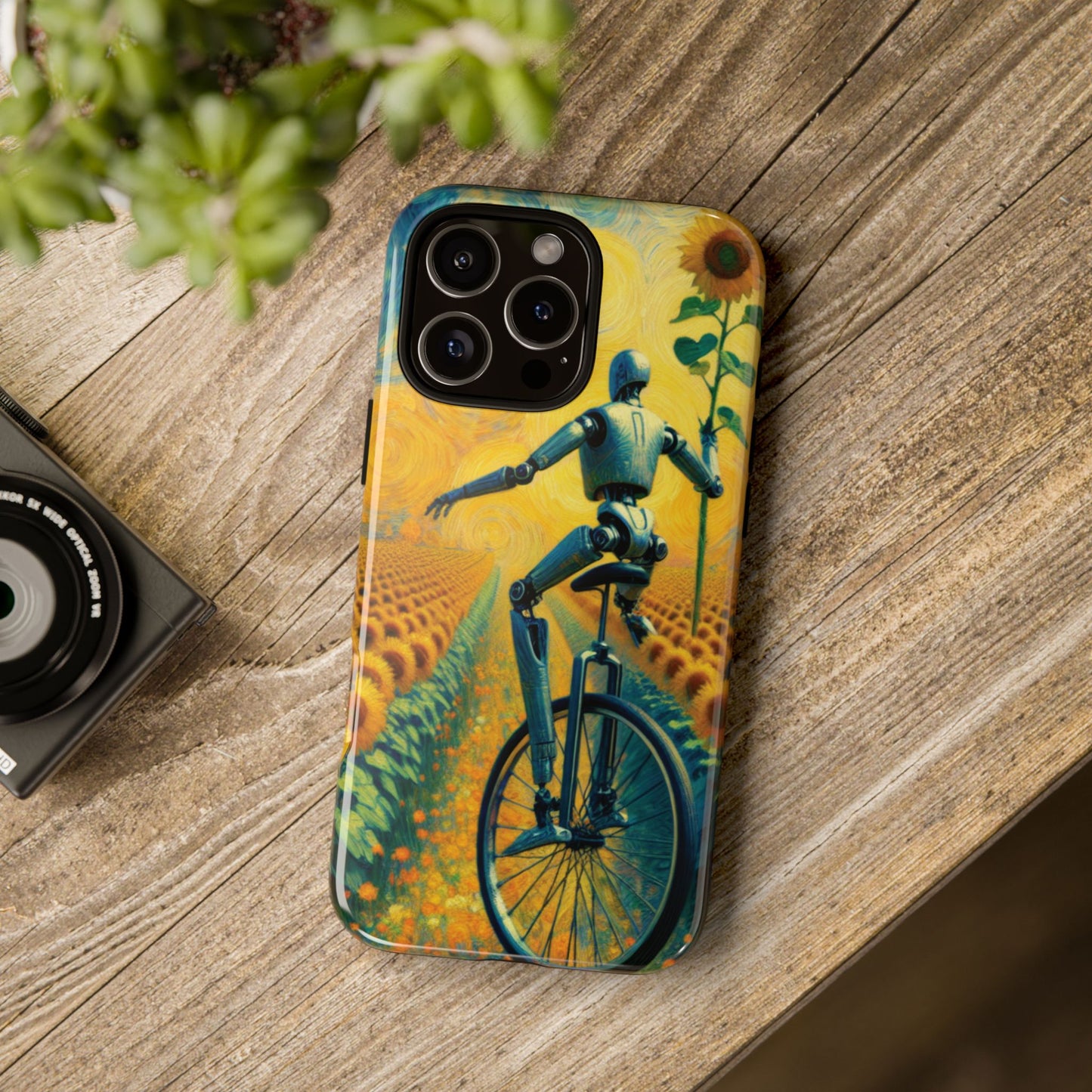 Robot Unicycle Sunflower Fields Ultra-Tough Phone Case