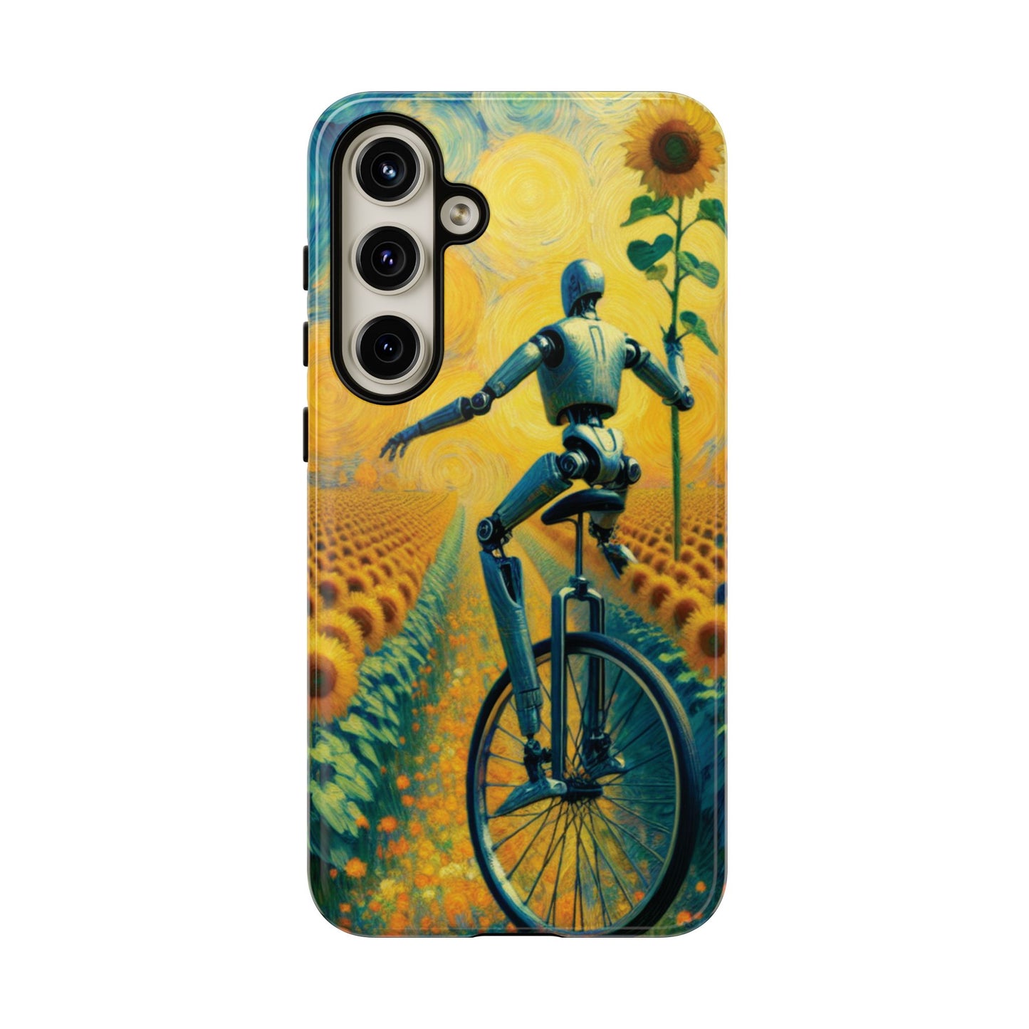 Robot Unicycle Sunflower Fields Ultra-Tough Phone Case