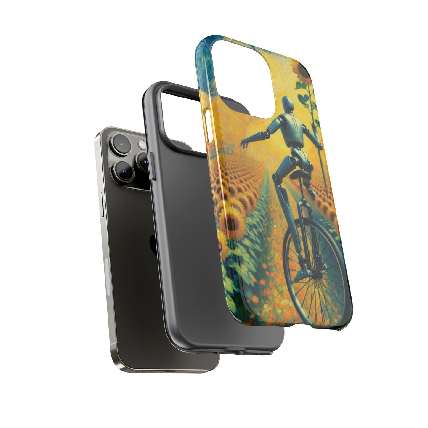 Robot Unicycle Sunflower Fields Ultra-Tough Phone Case