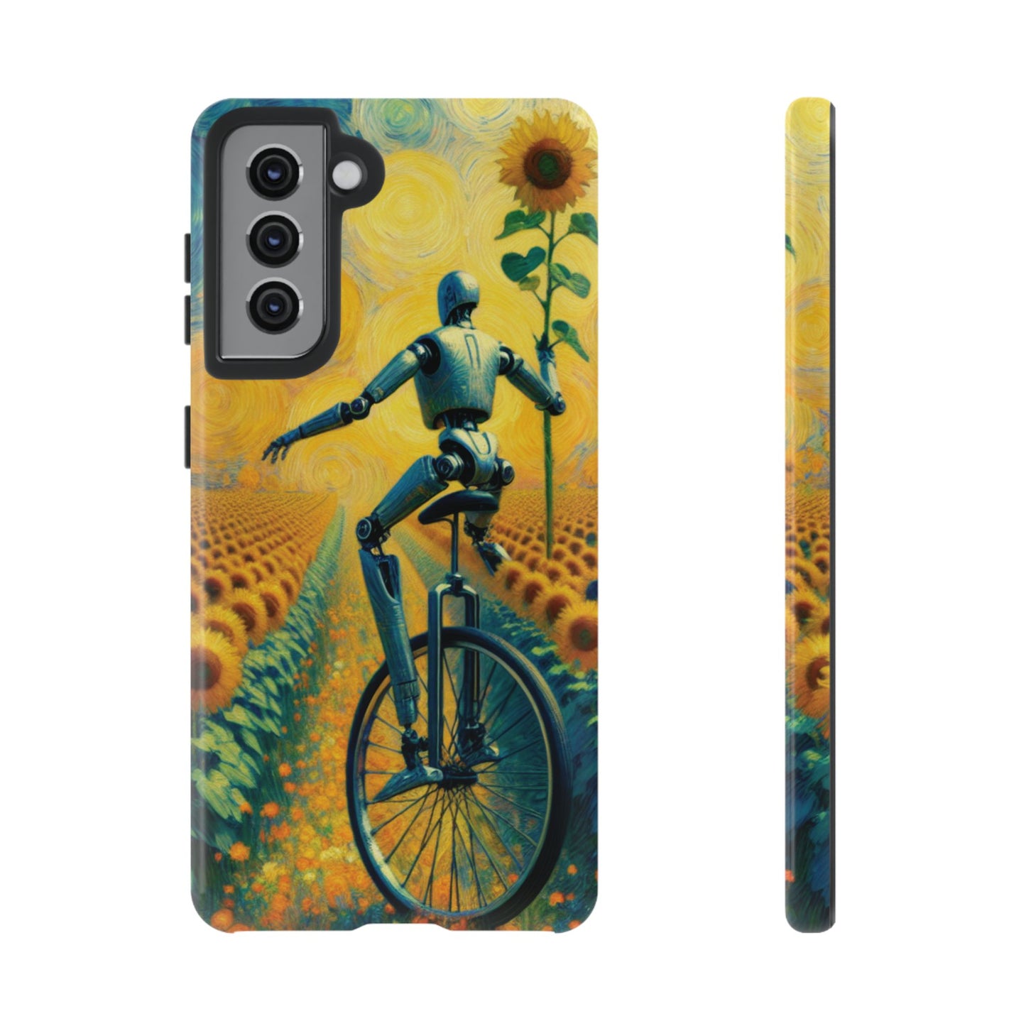 Robot Unicycle Sunflower Fields Ultra-Tough Phone Case