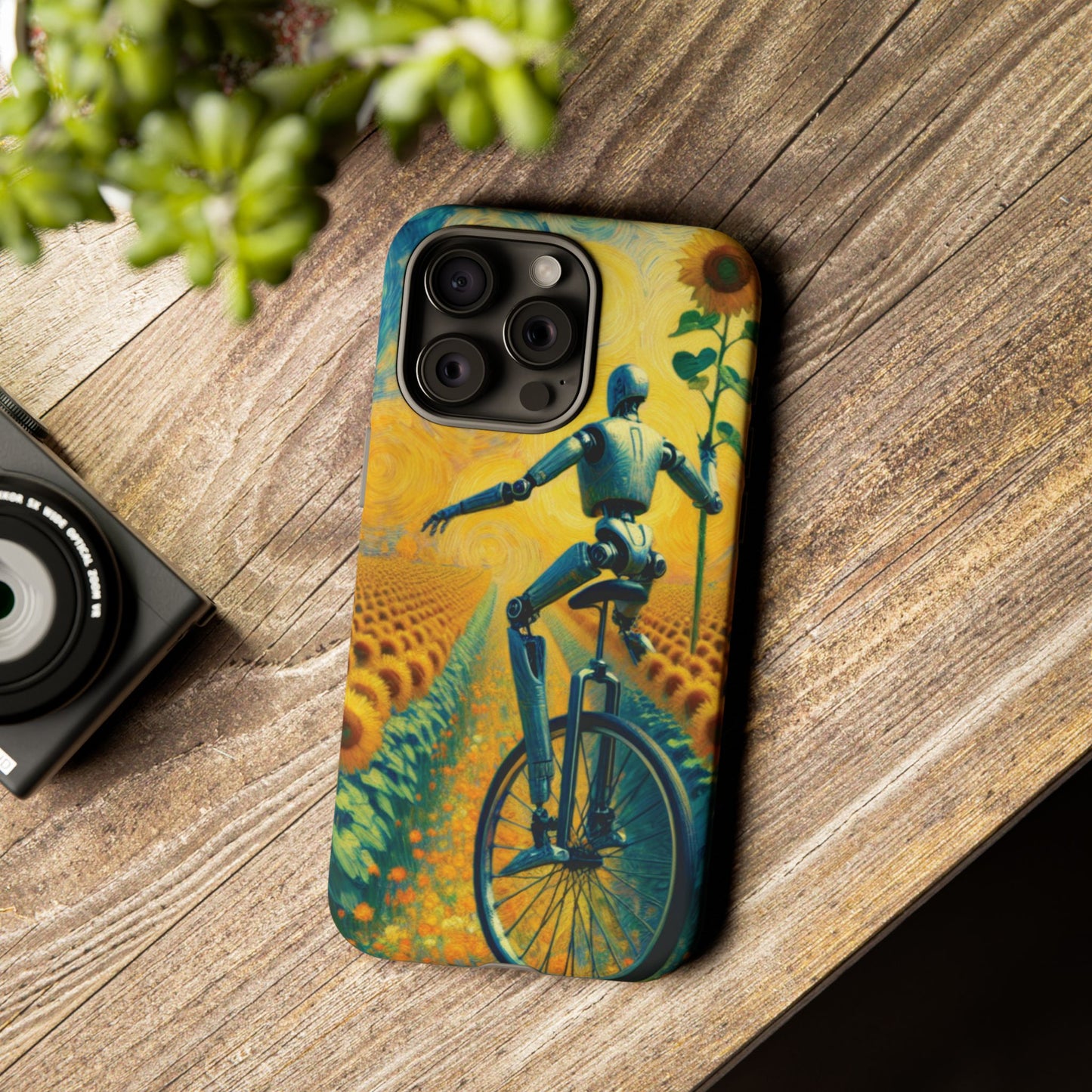 Robot Unicycle Sunflower Fields Ultra-Tough Phone Case