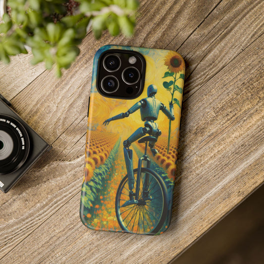 Robot Unicycle Sunflower Fields Ultra-Tough Phone Case