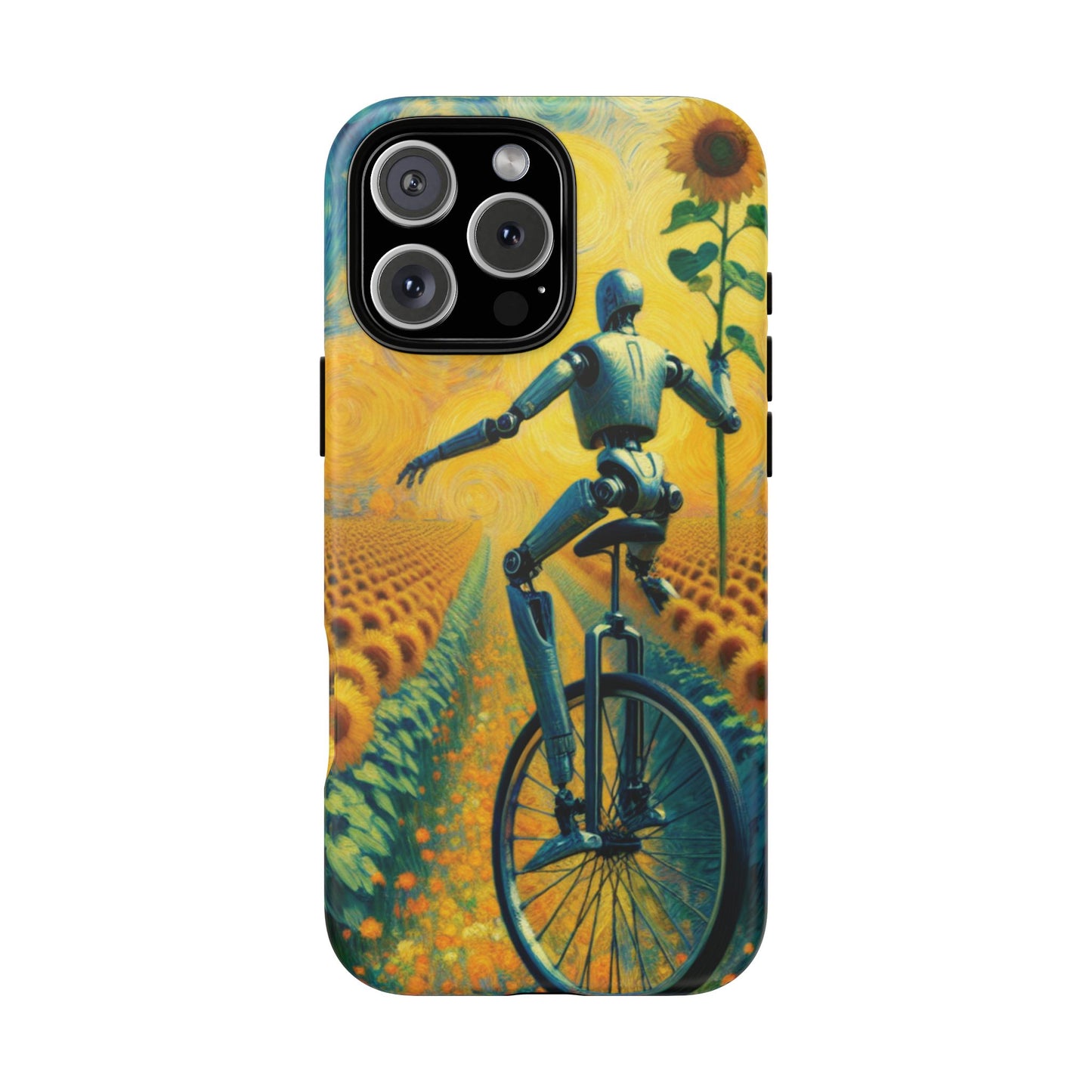 Robot Unicycle Sunflower Fields Ultra-Tough Phone Case