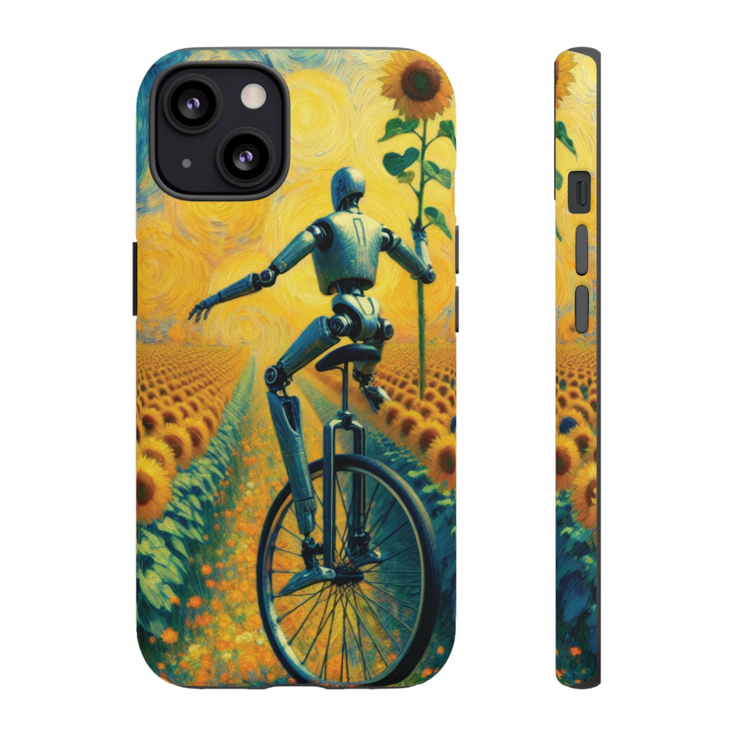 Robot Unicycle Sunflower Fields Ultra-Tough Phone Case