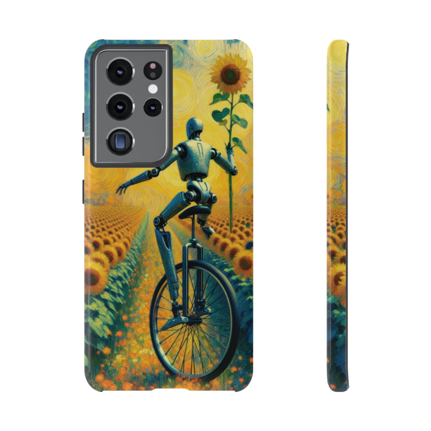 Robot Unicycle Sunflower Fields Ultra-Tough Phone Case