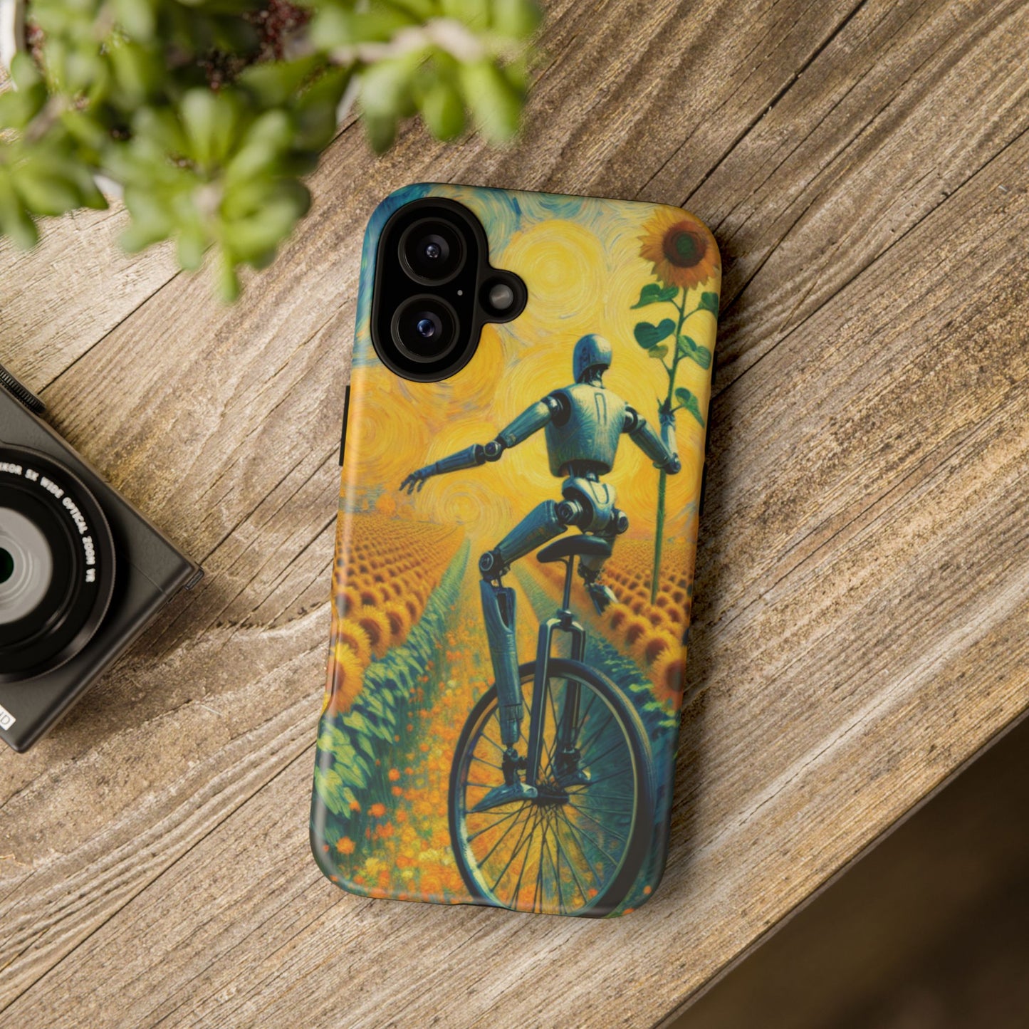 Robot Unicycle Sunflower Fields Ultra-Tough Phone Case