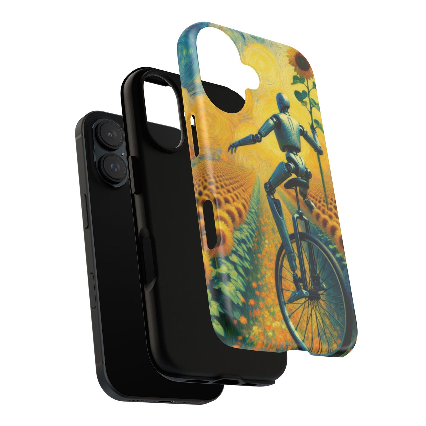 Robot Unicycle Sunflower Fields Ultra-Tough Phone Case