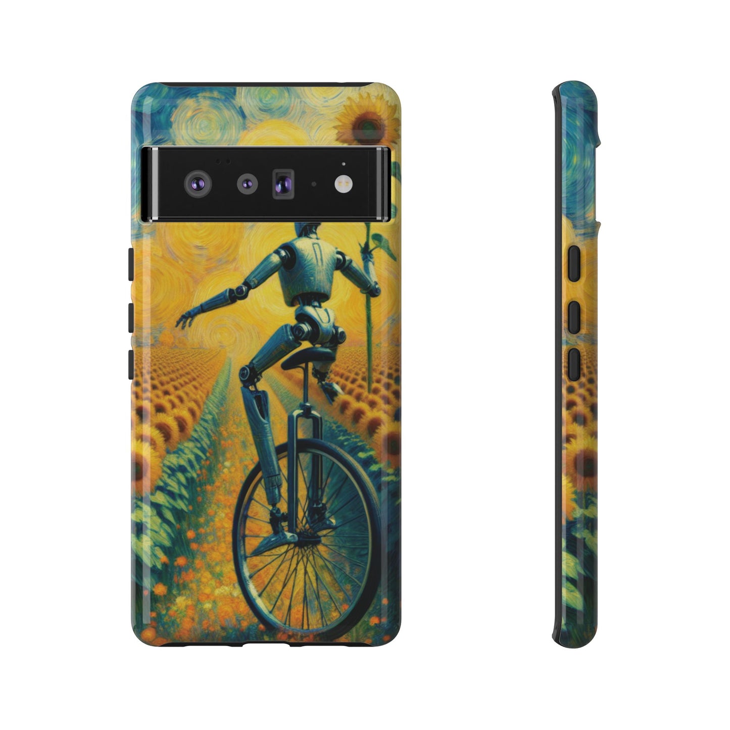 Robot Unicycle Sunflower Fields Ultra-Tough Phone Case