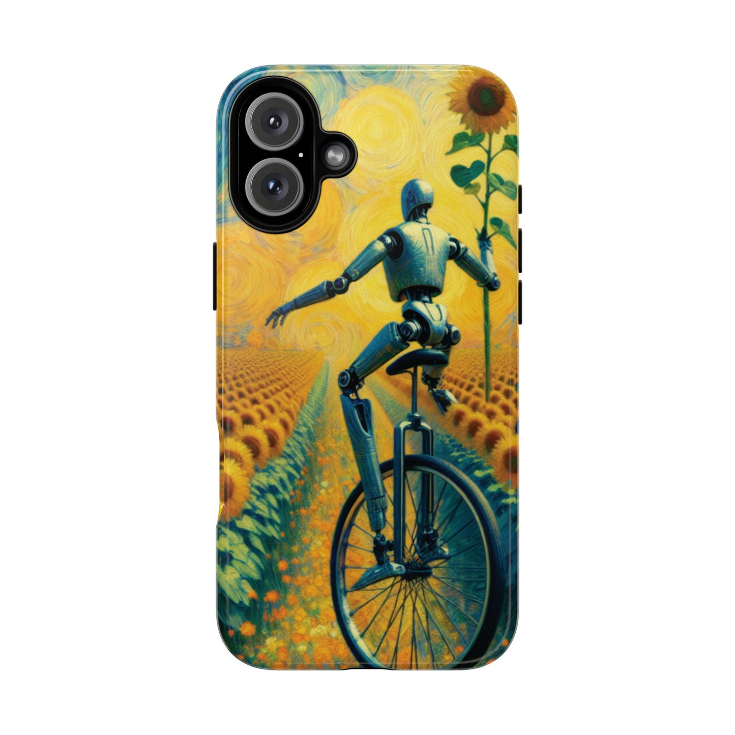 Robot Unicycle Sunflower Fields Ultra-Tough Phone Case