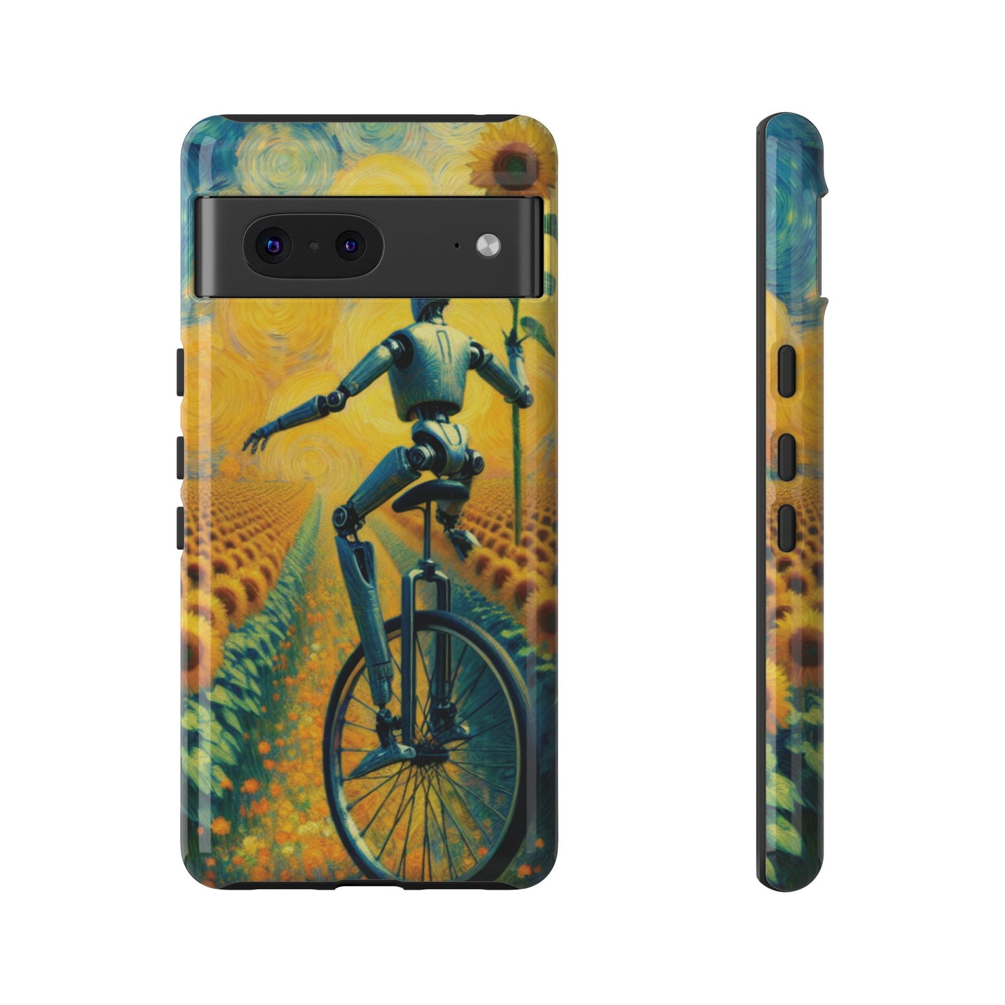 Robot Unicycle Sunflower Fields Ultra-Tough Phone Case