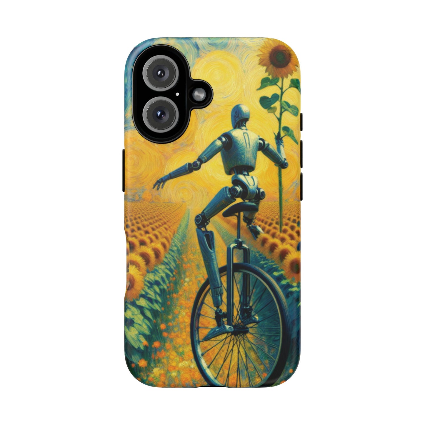 Robot Unicycle Sunflower Fields Ultra-Tough Phone Case