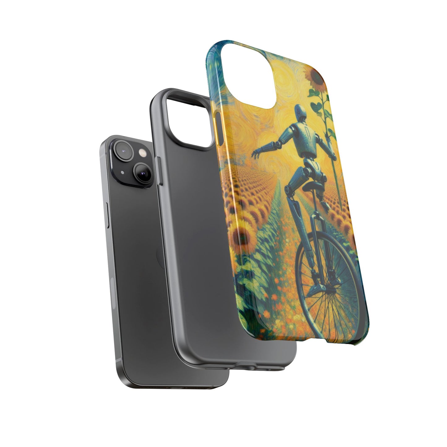 Robot Unicycle Sunflower Fields Ultra-Tough Phone Case