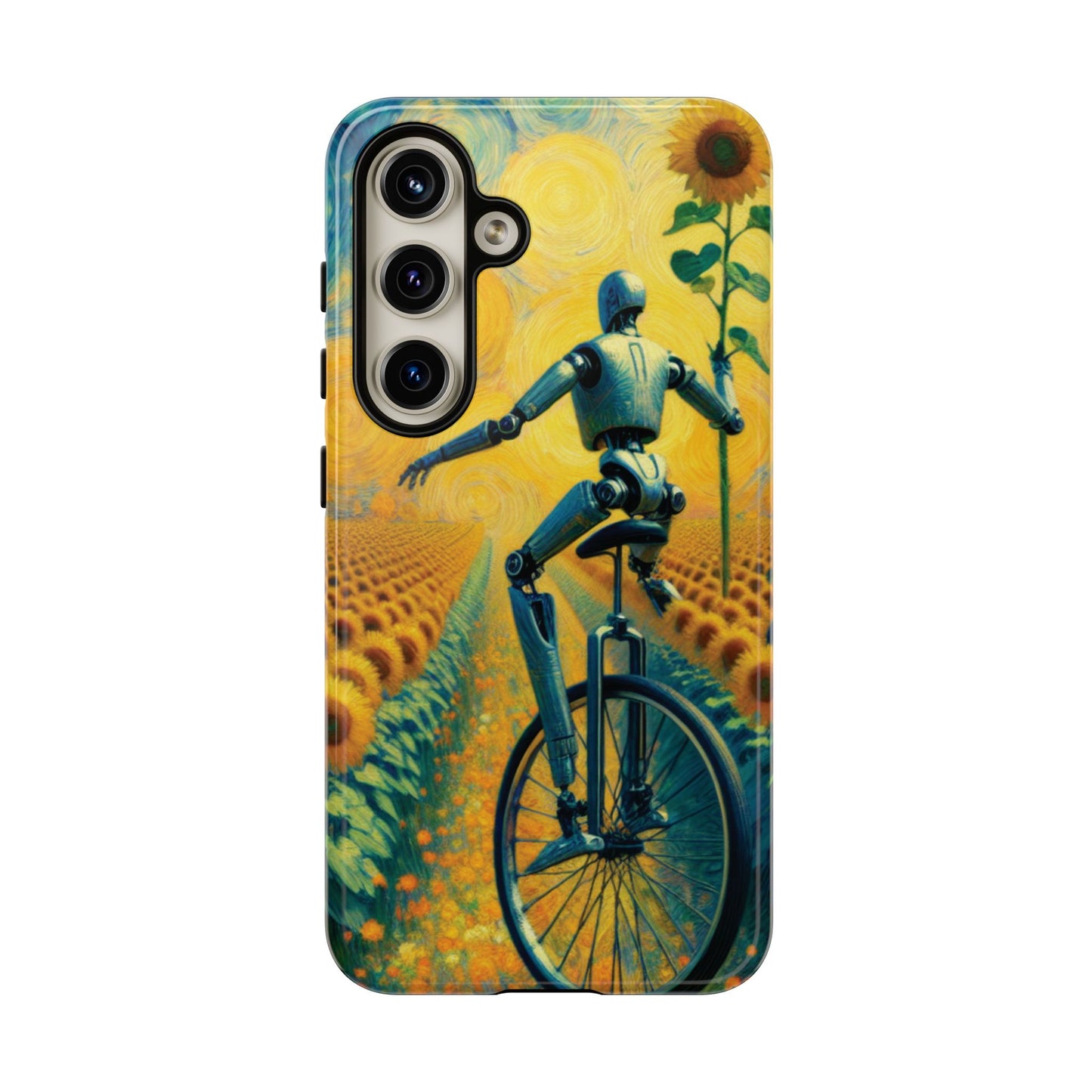 Robot Unicycle Sunflower Fields Ultra-Tough Phone Case