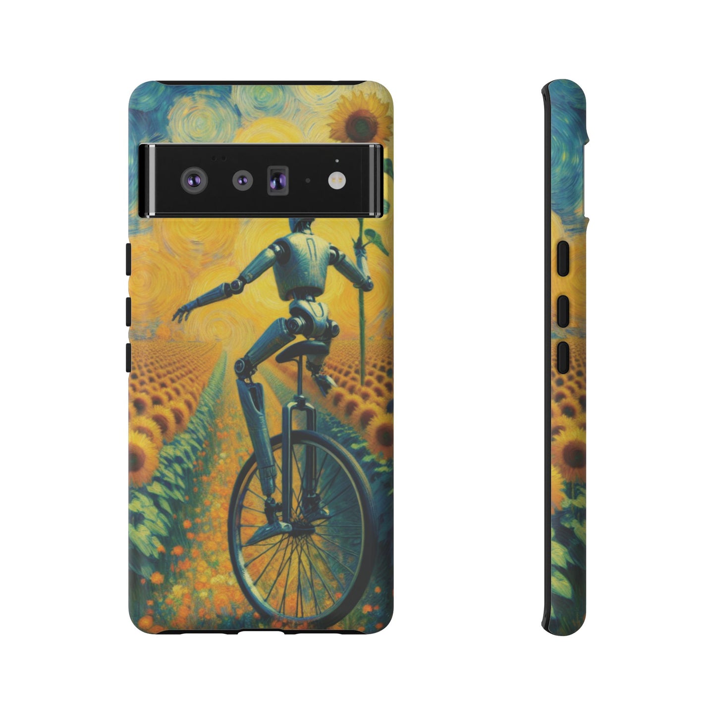 Robot Unicycle Sunflower Fields Ultra-Tough Phone Case