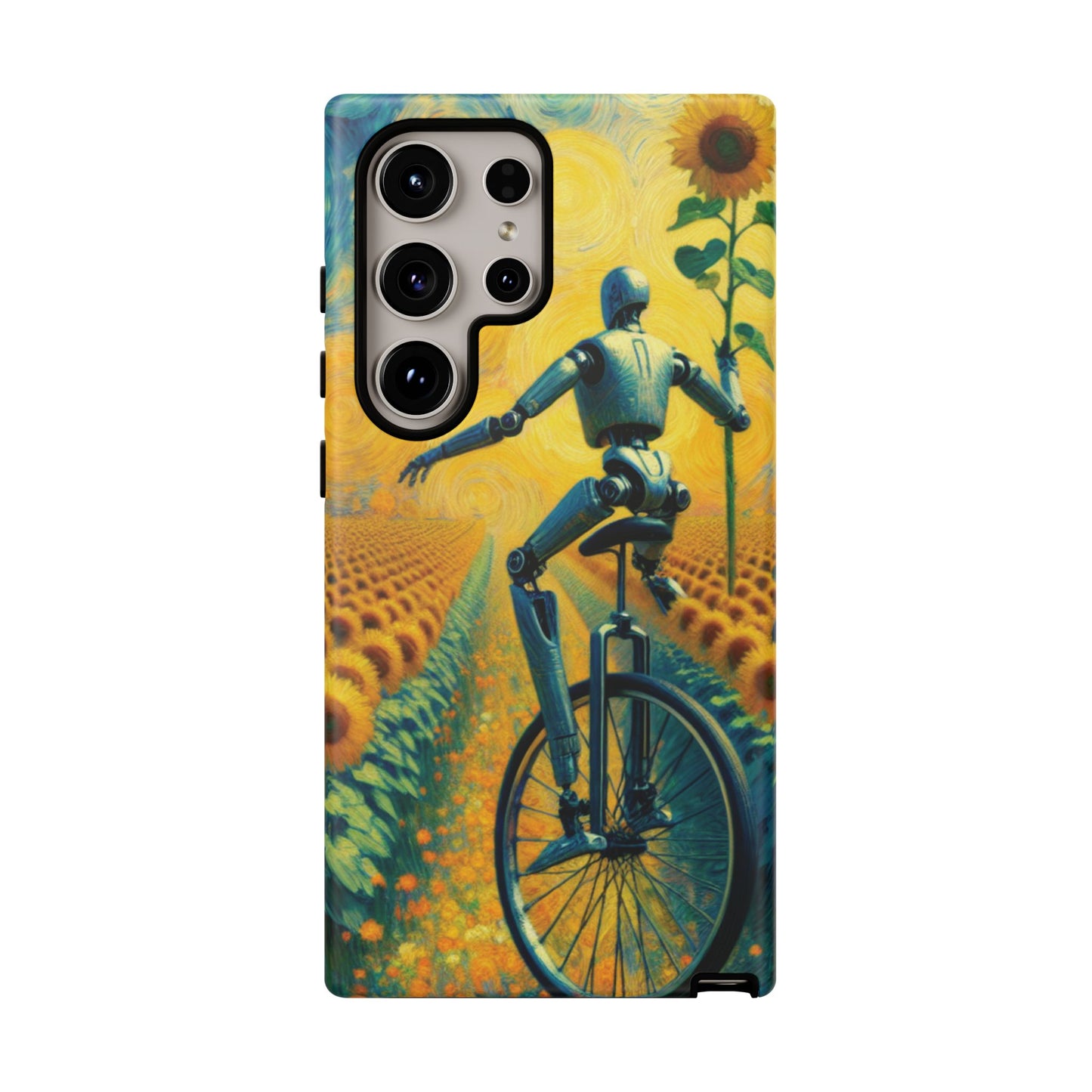 Robot Unicycle Sunflower Fields Ultra-Tough Phone Case