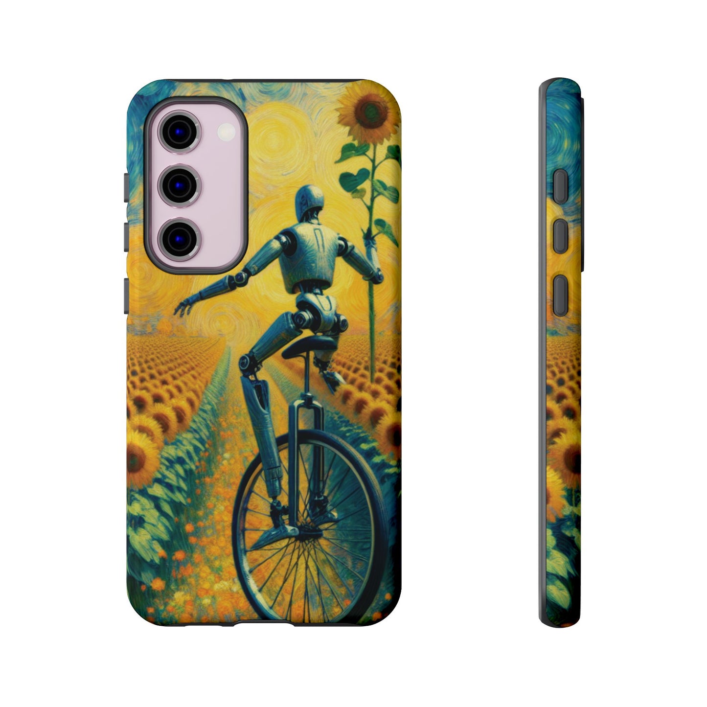 Robot Unicycle Sunflower Fields Ultra-Tough Phone Case