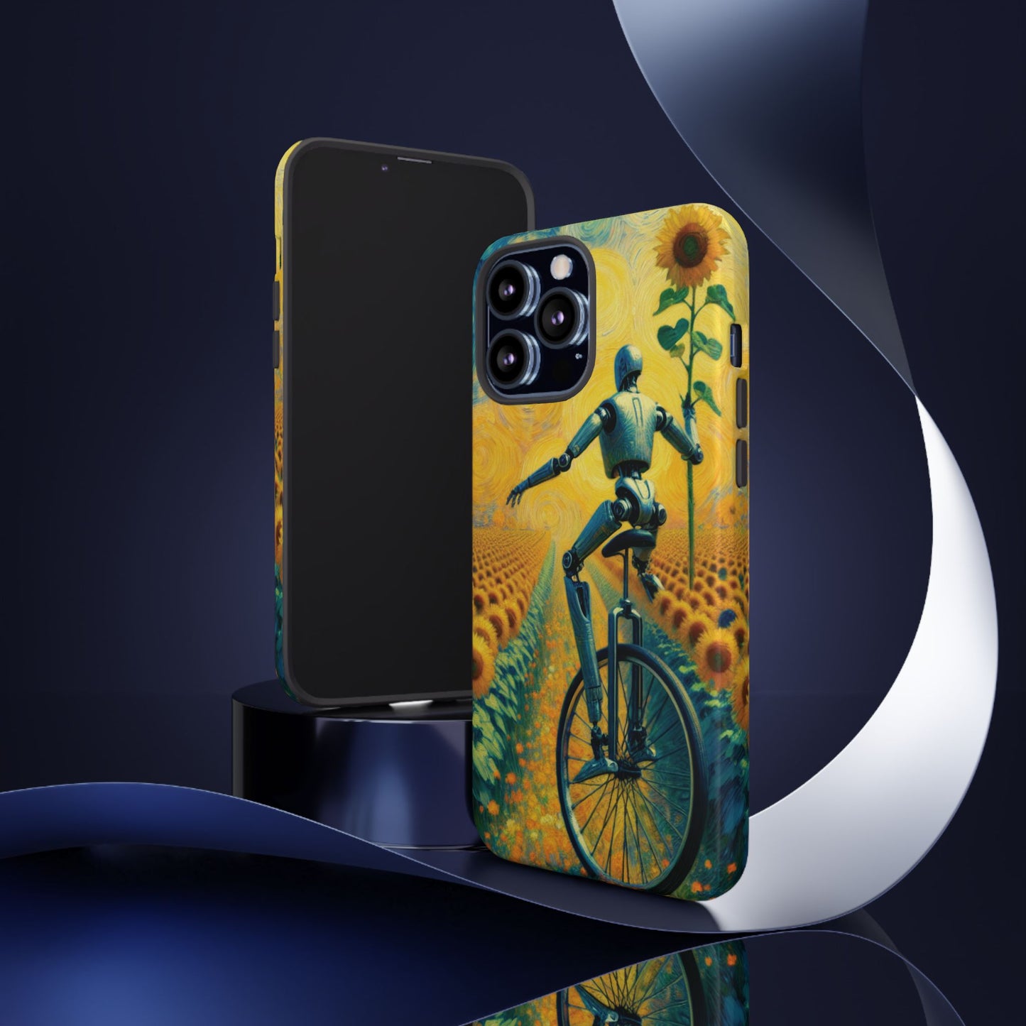 Robot Unicycle Sunflower Fields Ultra-Tough Phone Case