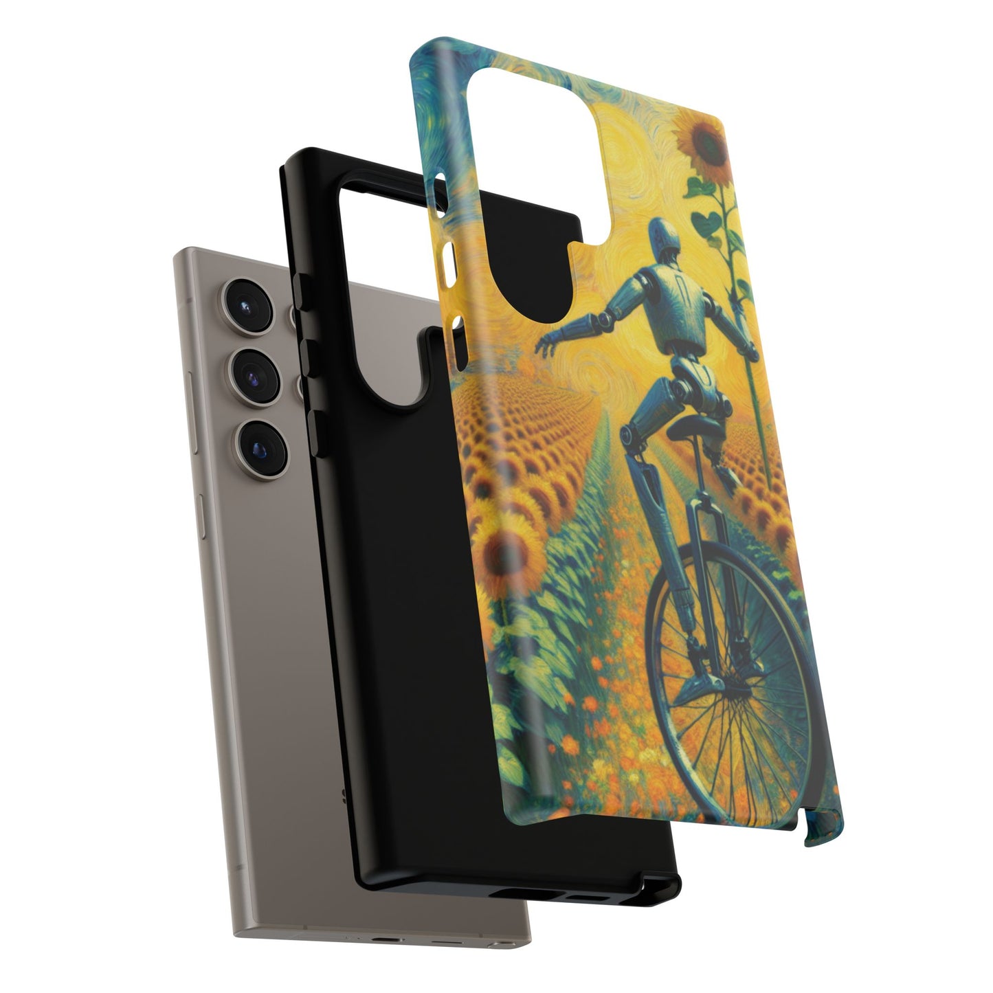 Robot Unicycle Sunflower Fields Ultra-Tough Phone Case