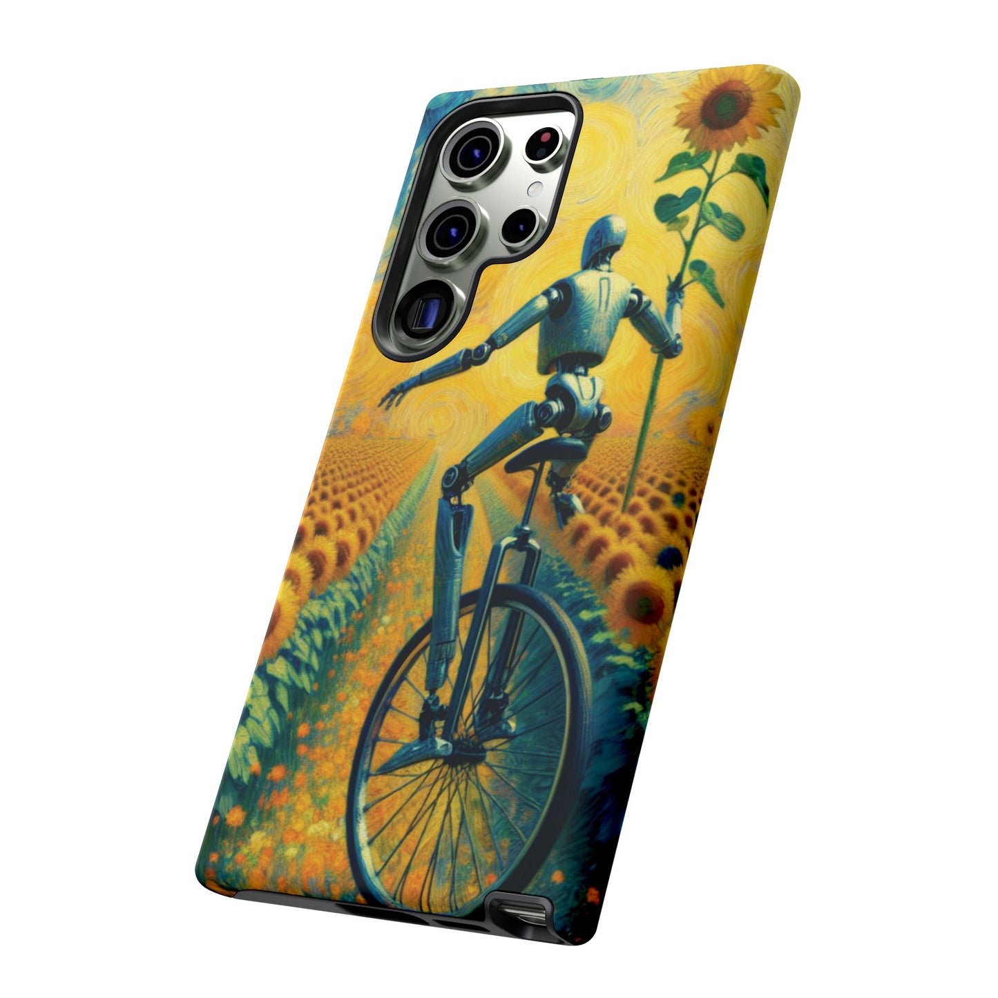 Robot Unicycle Sunflower Fields Ultra-Tough Phone Case