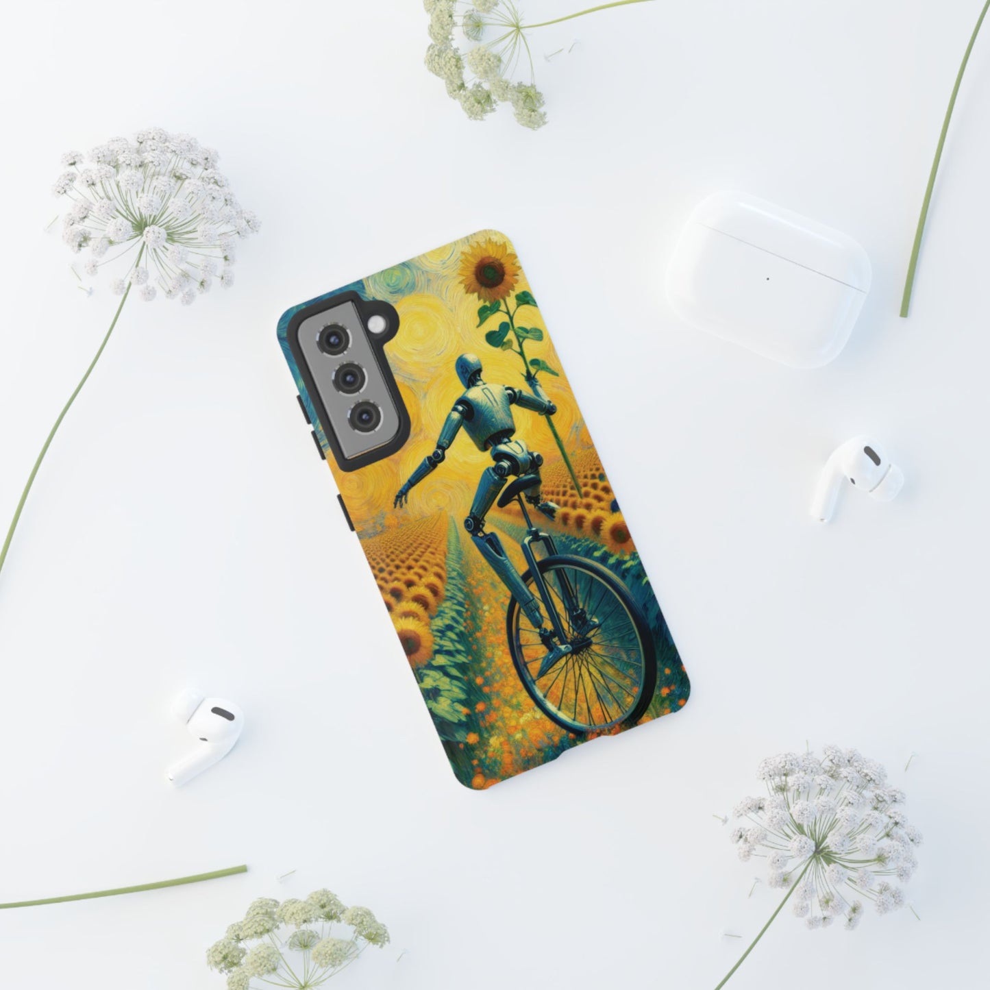 Robot Unicycle Sunflower Fields Ultra-Tough Phone Case