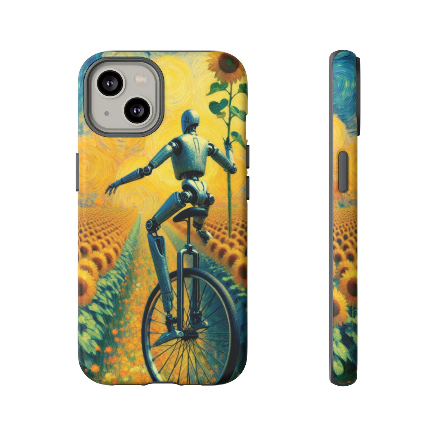 Robot Unicycle Sunflower Fields Ultra-Tough Phone Case