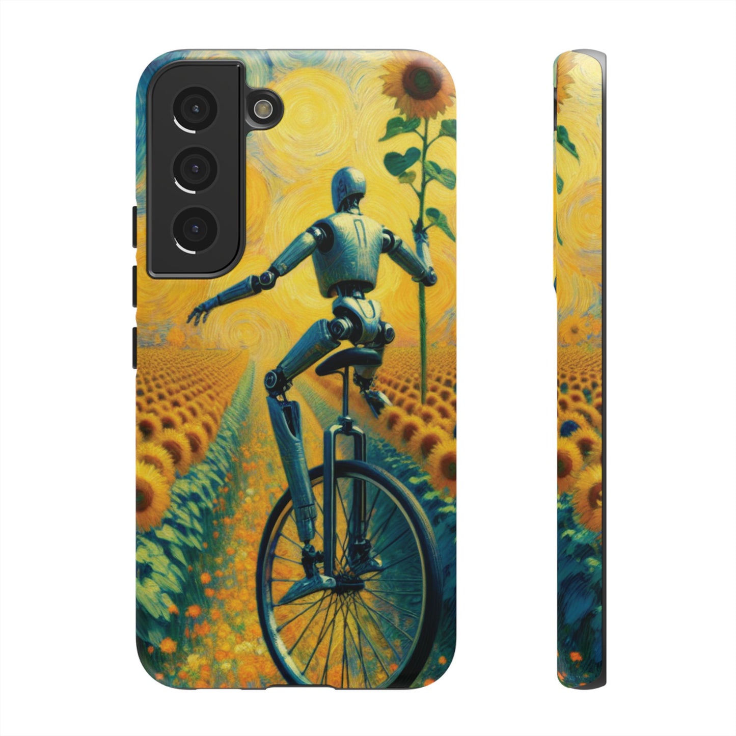 Robot Unicycle Sunflower Fields Ultra-Tough Phone Case