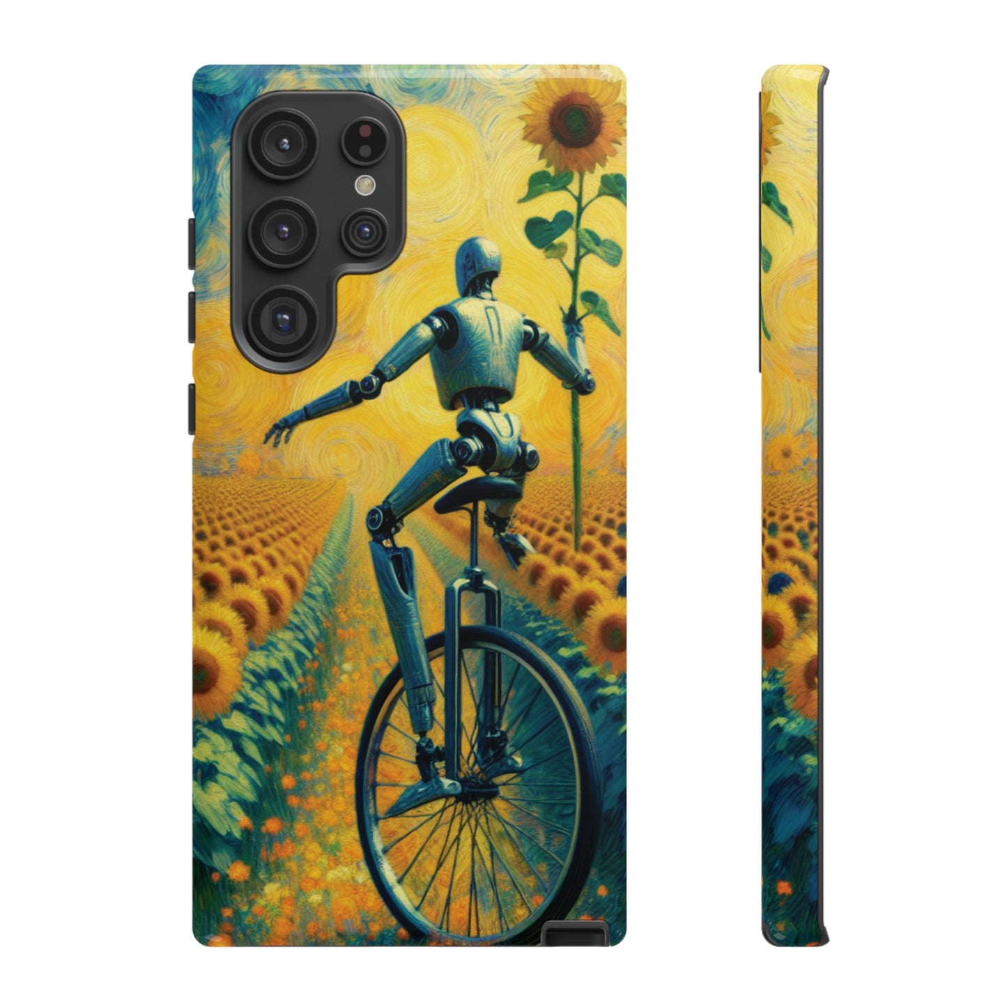 Robot Unicycle Sunflower Fields Ultra-Tough Phone Case