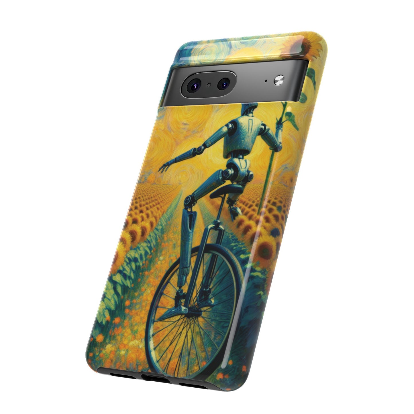 Robot Unicycle Sunflower Fields Ultra-Tough Phone Case